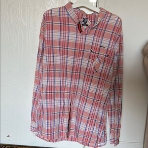 Pink and White Casual Plaid Button Down Shirt